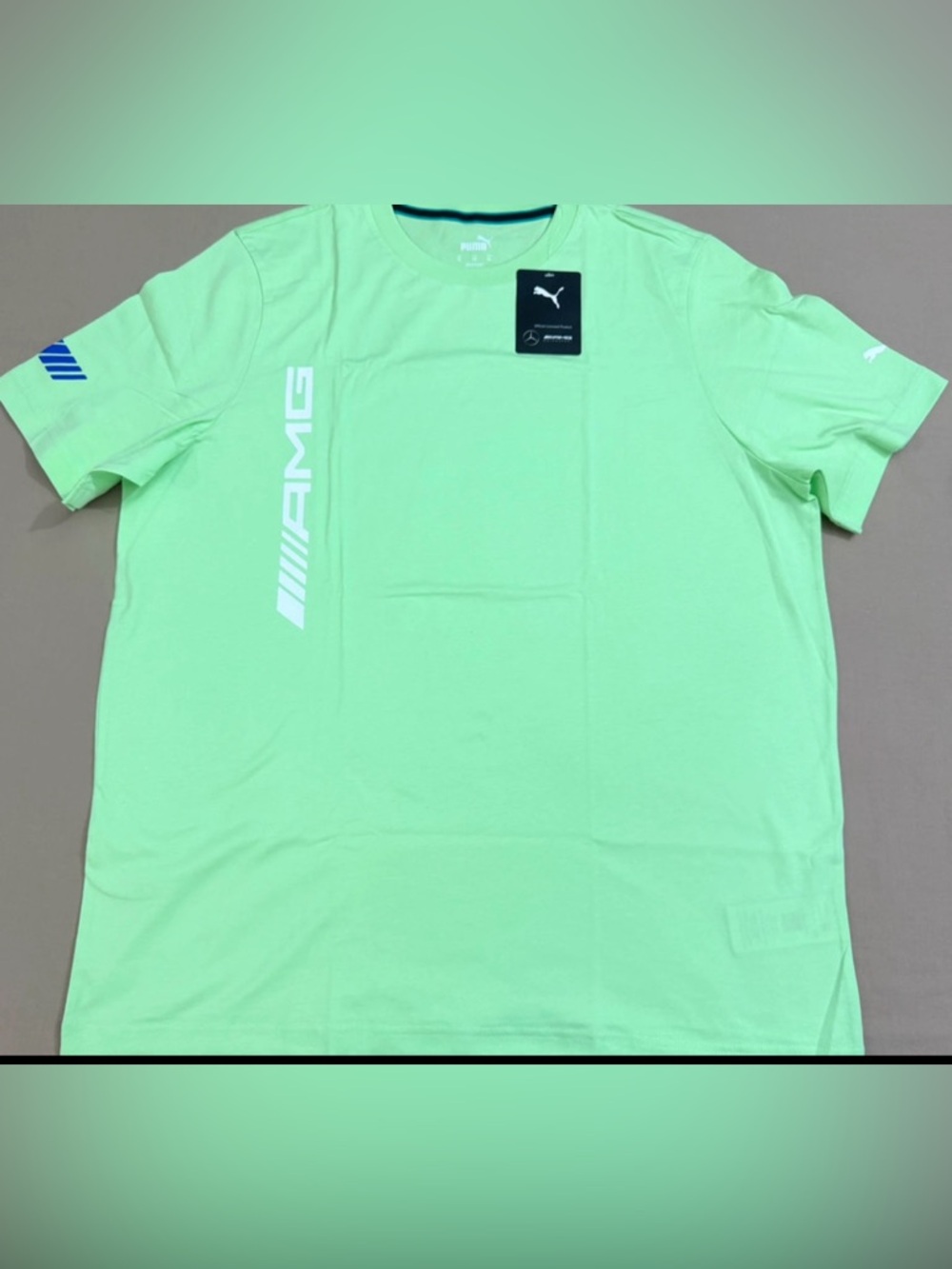 NWT-XL Mercedes-Benz AMG  retired lime color puma short sleeve crewneck  T-shirt